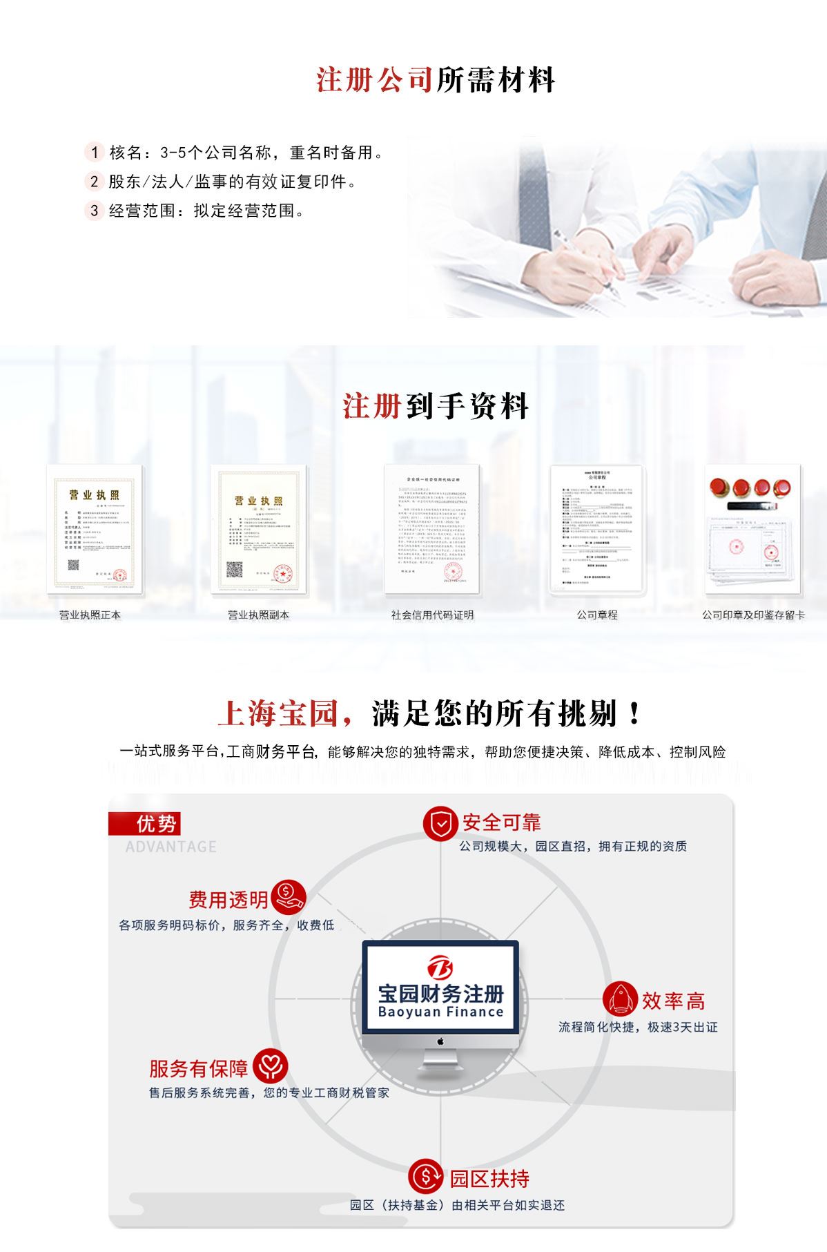 注冊公司所需資料